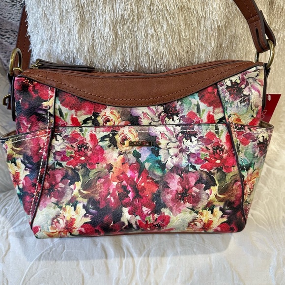 ROSETTI bag SHOULDER BAG Greenwich FLORAL handbag FALL inspired red brown multi - Picture 4 of 11